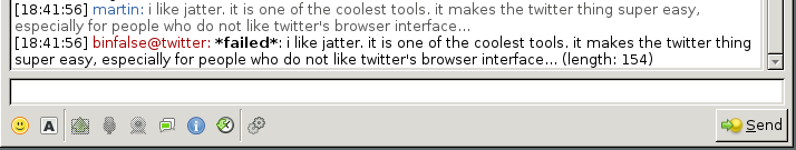jatter shows error if message too long